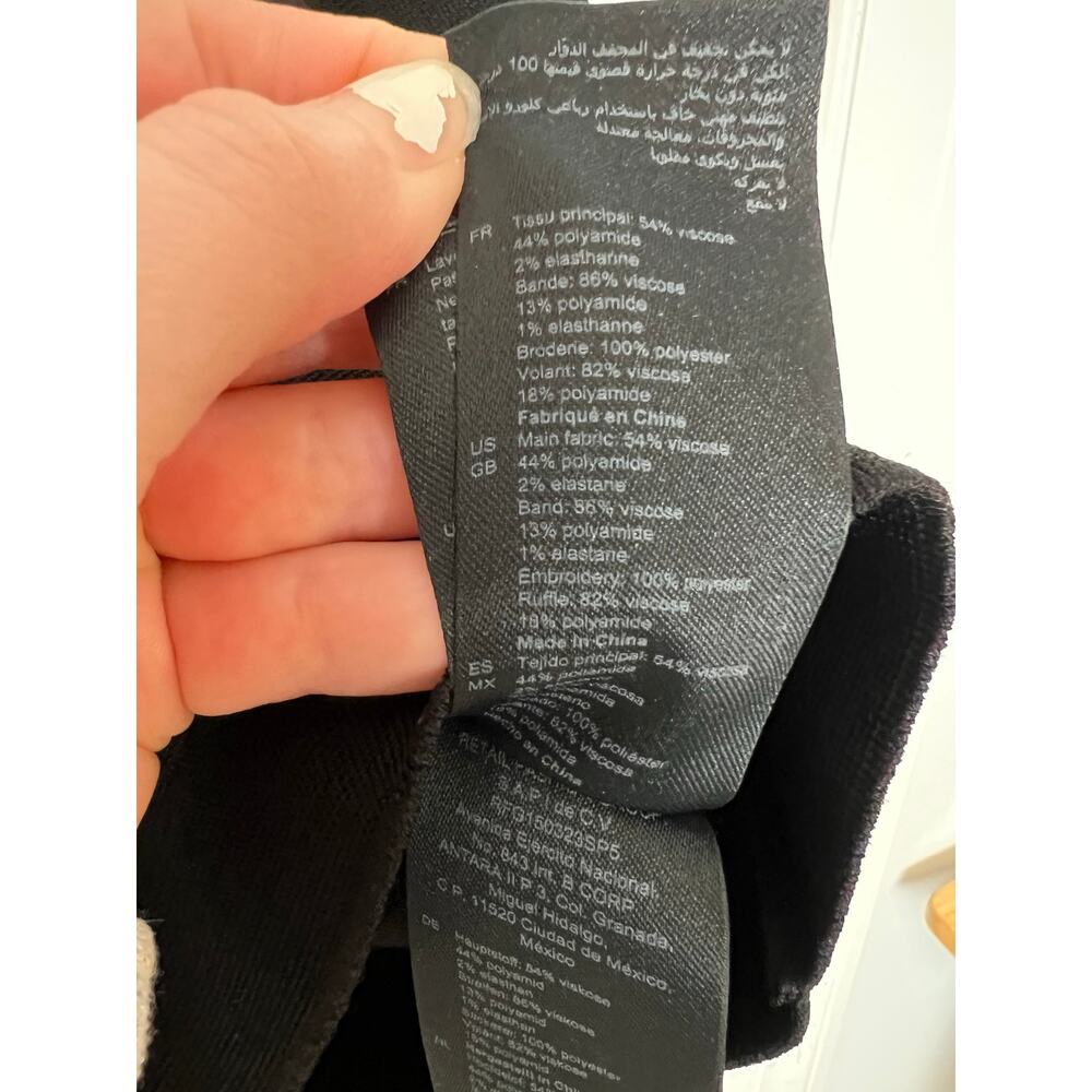 Sandro Paris Fabie Crop Short Sleeve Top Sweater Black White Ruffle Collar S - Picture 9 of 13